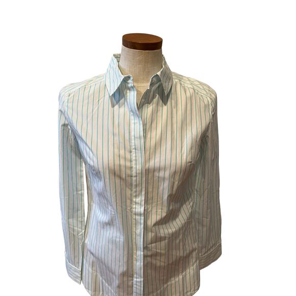 Tyler Boe White and Green Striped Button Down Shirt - Picture 2 of 8